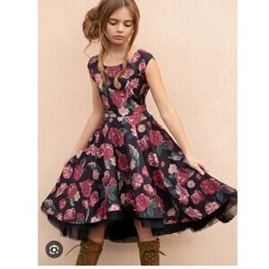 Joyfolie Mia Joy Black Floral Dress Girls 7 Easter Fancy Party Formal Wedding